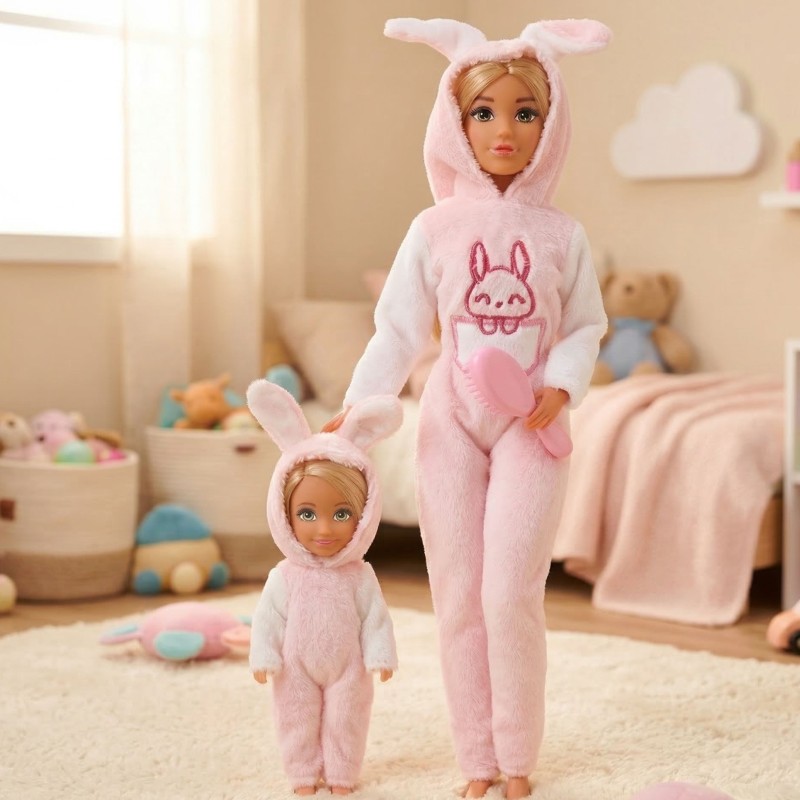 WOOPIE ROYAL Lalki Kombinezony Różowe Króliczki Zestaw 2szt.