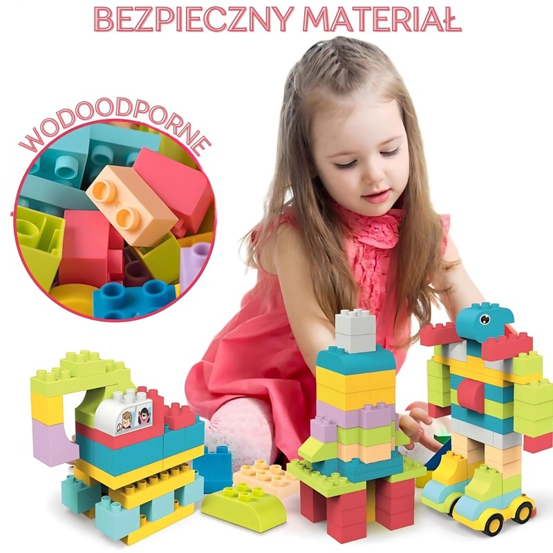 WOOPIE Duże Klocki Konstrukcyjne Edukacyjne dla Dzieci 86 el. - Wyparzanie w 120 stopniach