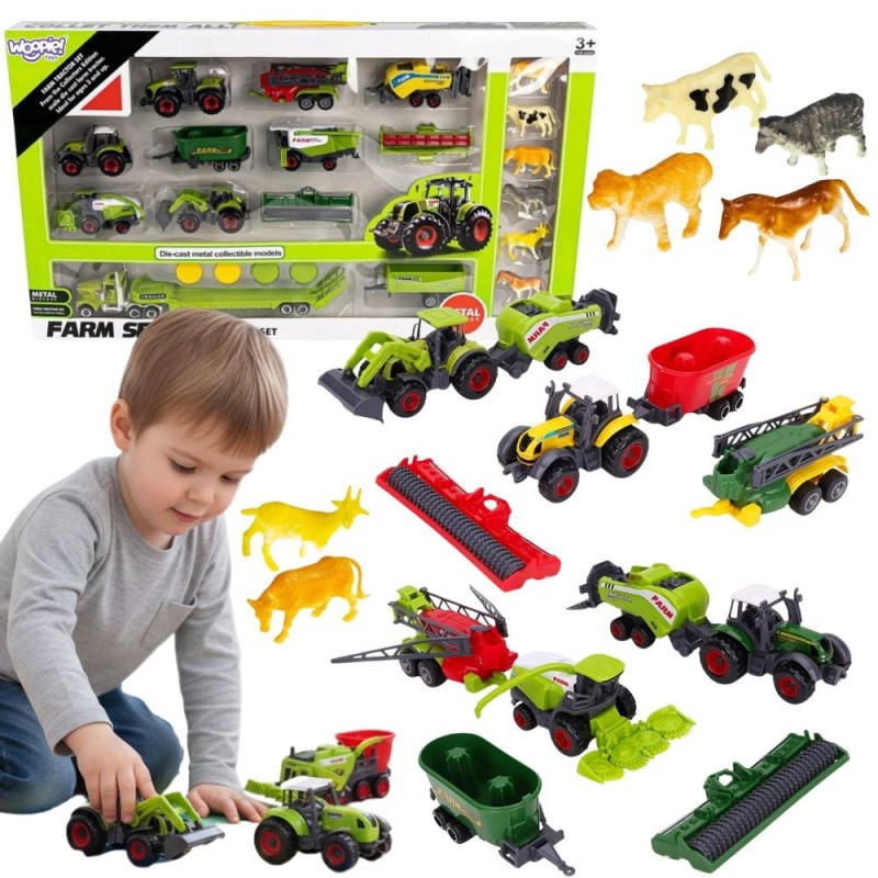 WOOPIE Zestaw Traktorów i Maszyn Rolniczych z Zwierzętami