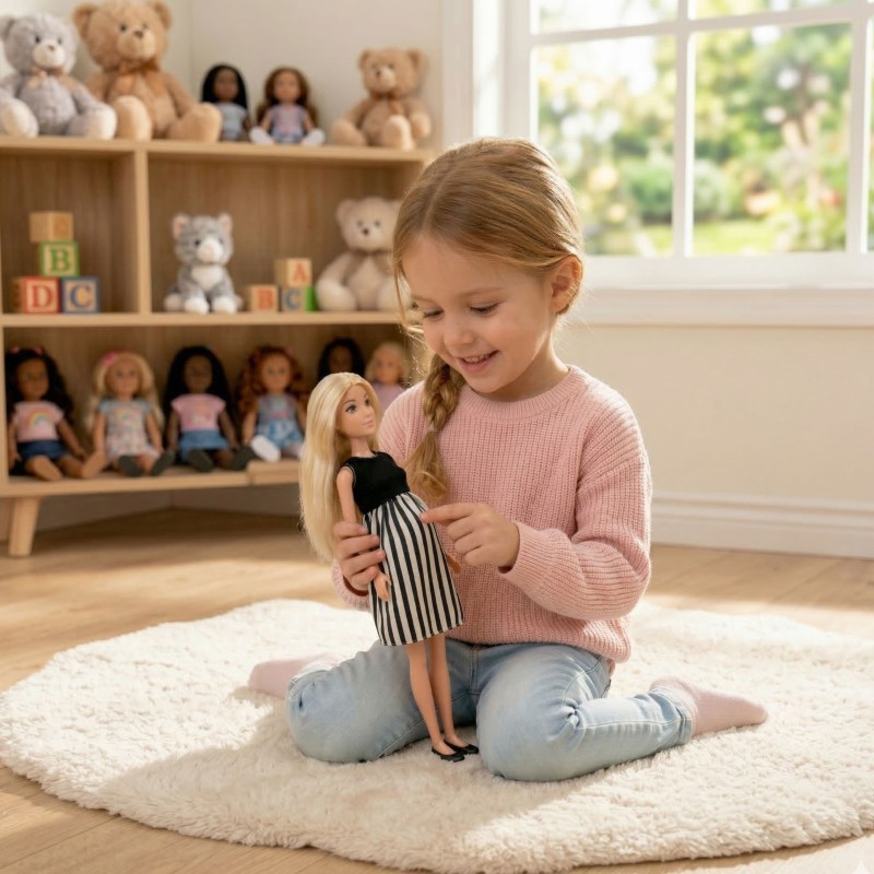 WOOPIE ROYAL Lalka Lily w Ciąży Sukienka w Czarno-białe Paski