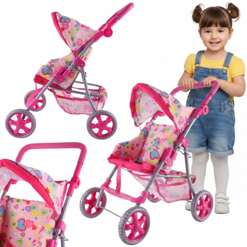 WOOPIE ROYAL Spacerówka Wózek dla Lalek Serca Kolorowe