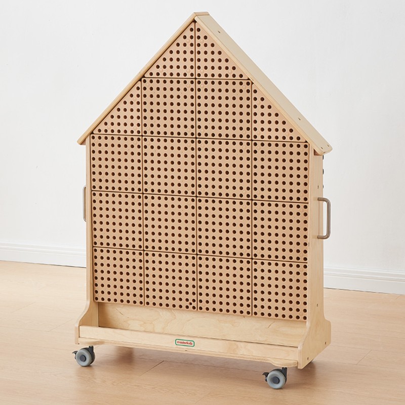 MASTERKIDZ Drewniana Tablica STEM Wolnostojąca XXL w Kształcie Domu + Akcesoria