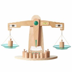 Masterkidz Drevená rovnoramenná váha – Edukačná Montessori pomôcka na učenie hmotnosti