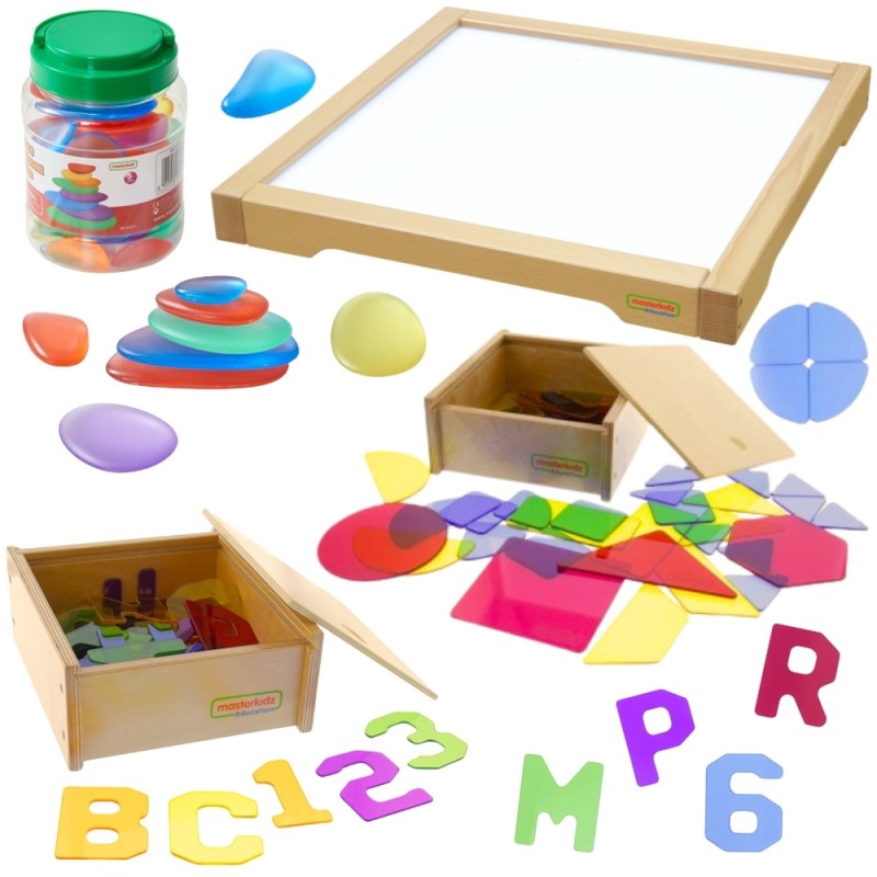 MASTERKIDZ Panel Skrzynia LED Sensoryczna + Zestaw Akcesoriów