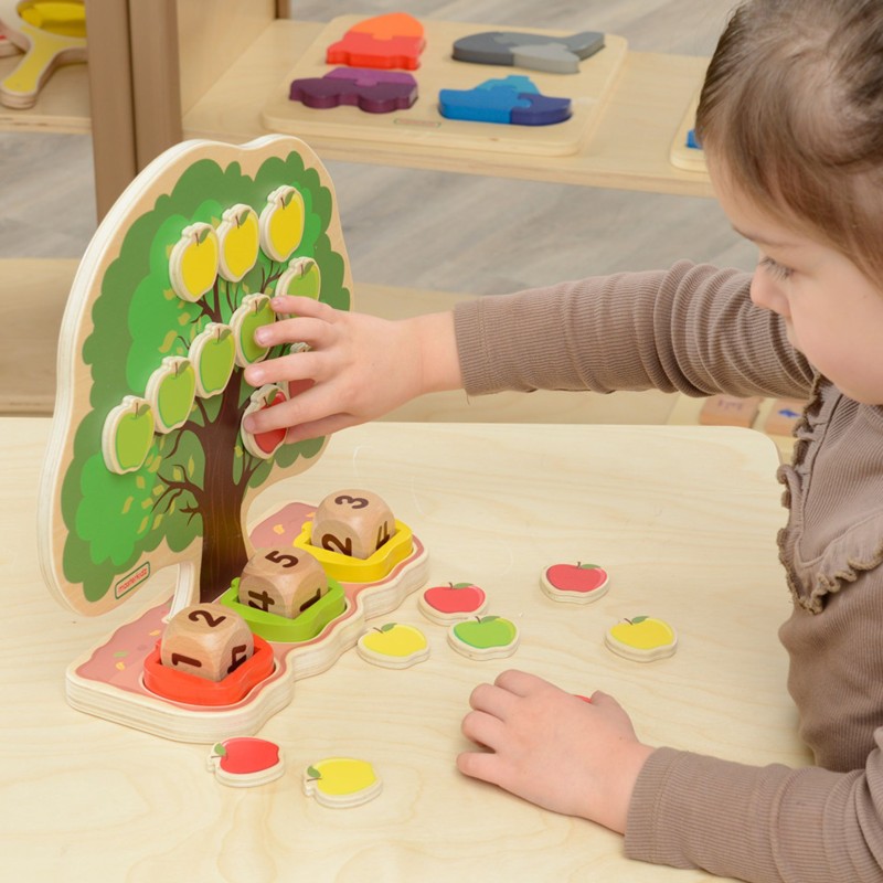 Masterkidz Drevený jabloňový strom pre učenie počítania