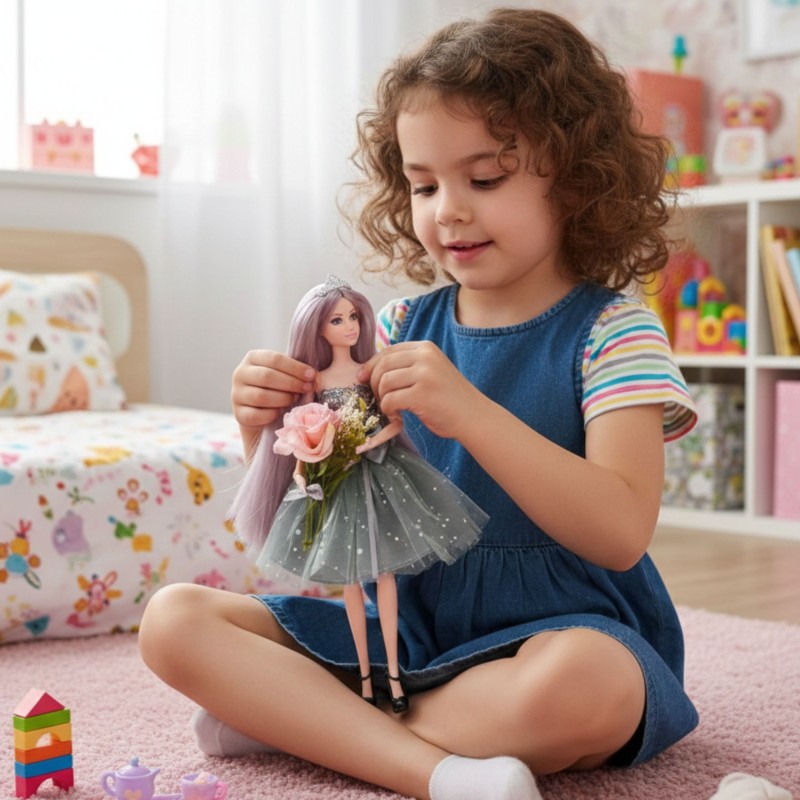 WOOPIE ROYAL Lalka Emi w Eleganckiej Sukni Tiulowej z Kokardą i Bukietem