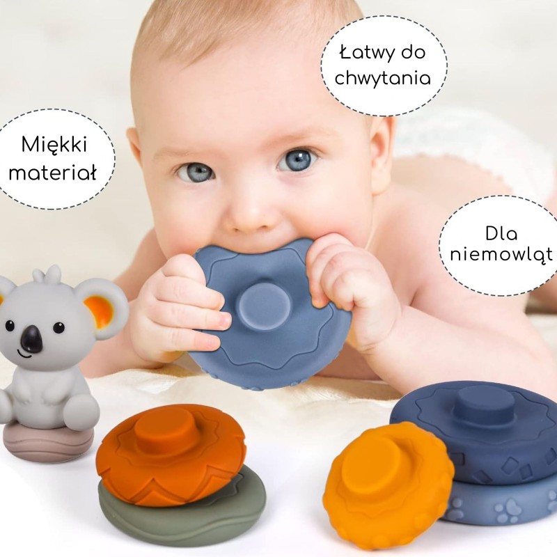 WOOPIE BABY Zestaw Edukacyjna Piramidka Koala 2w1 Gryzak