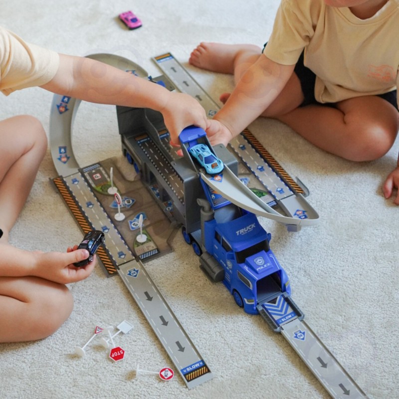 WOOPIE Ciężarówka Policyjna 2w1Transporter Tor Samochodowy