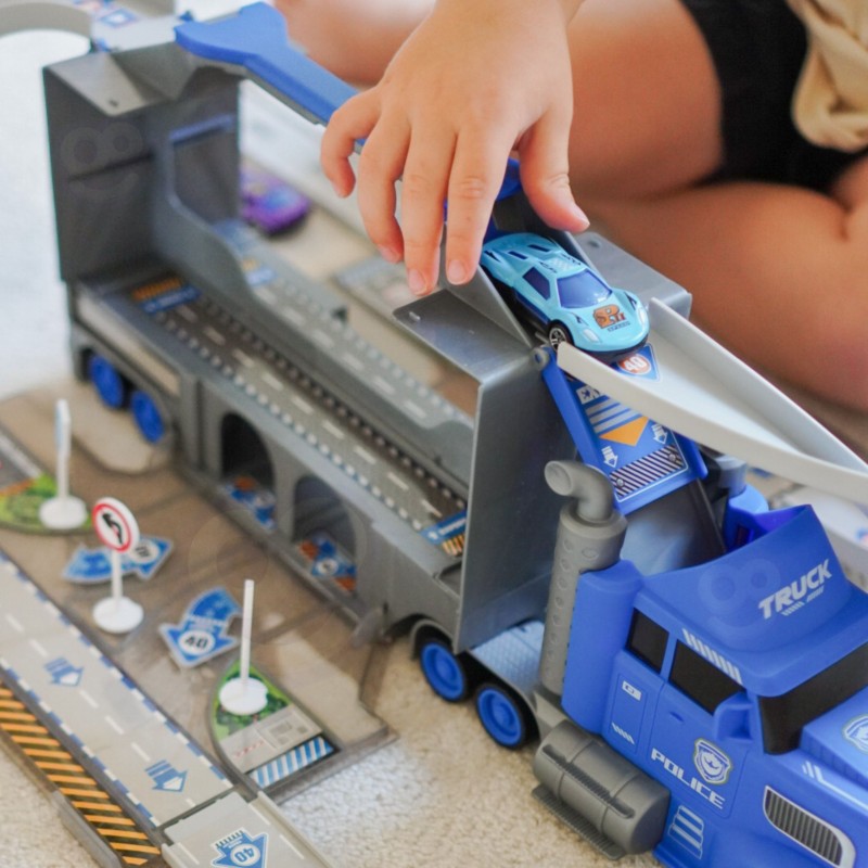 WOOPIE Ciężarówka Policyjna 2w1Transporter Tor Samochodowy