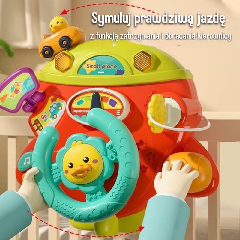 WOOPIE BABY Interaktywna Kierownica Samolot Pojazd na Łózeczko Wózek Efekty 18m+