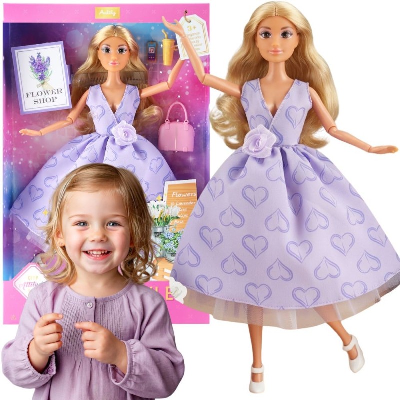 WOOPIE ROYAL Lalka Lily Długie Blond Włosy 30 cm Lawendowa Suknia Akcesoria