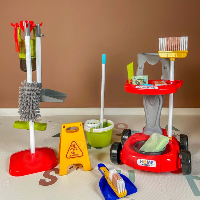 WOOPIE Zestaw do Sprzątania XXL Wózek 3w1 29 el. Czerwony