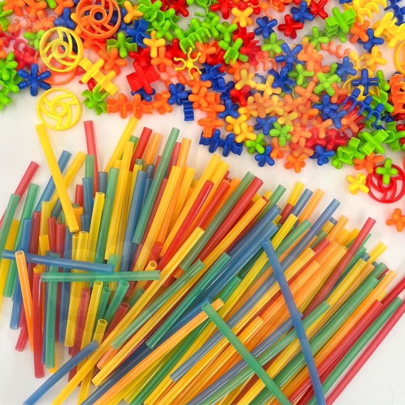 WOOPIE Klocki Konstrukcyjne Świecące Słomki 400 szt.