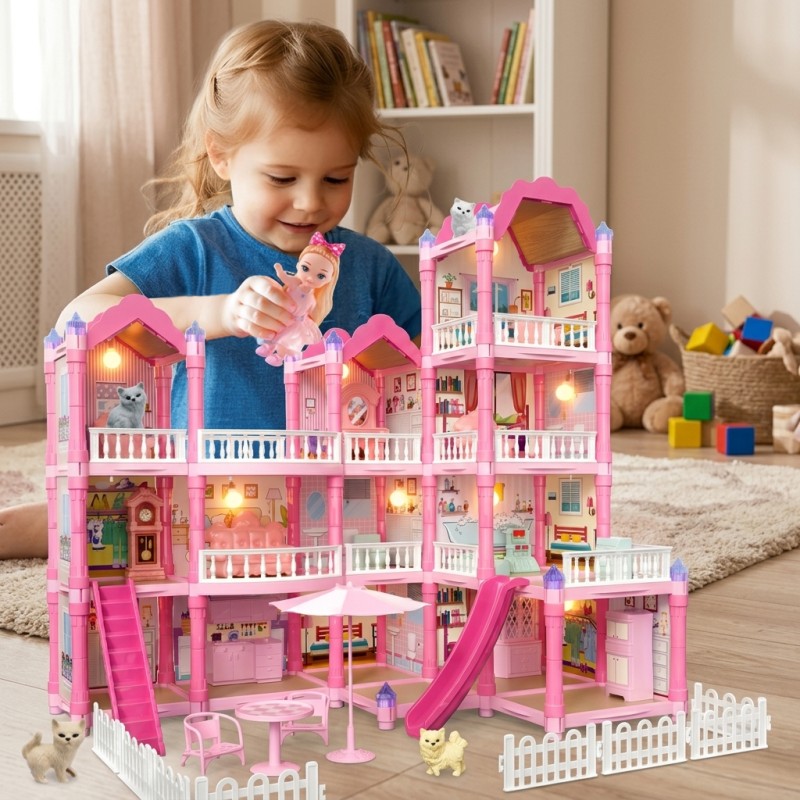 WOOPIE Domek dla Lalek Villa z Akcesoriami i Lalką Podświetlany 296el.