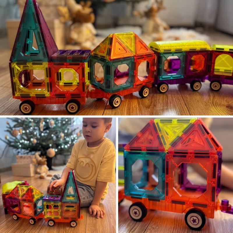 WOOPIE Klocki Magnetyczne 3D Zestaw Pociąg 71el.