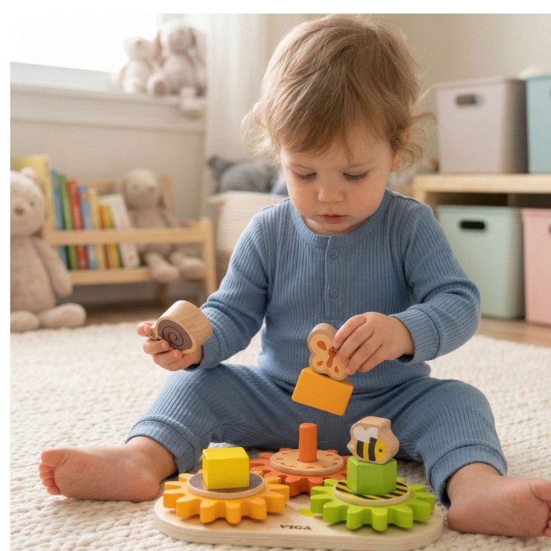 VIGA Drewniany Sorter Koła Kształty i Mechanizmy 18m+