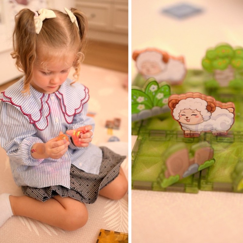 WOOPIE Klocki Magnetyczne Konstrukcyjne Świecące 3D Świat Zwierząt 124el.