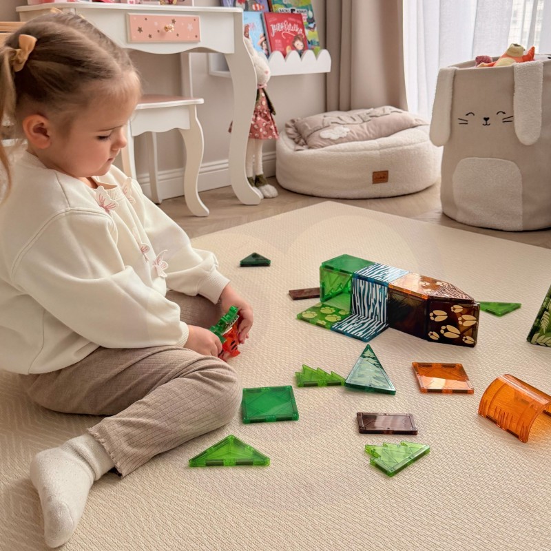 WOOPIE Klocki Magnetyczne Konstrukcyjne 3D Zestaw Edukacyjny Zwierzęta Dżungli 45el.