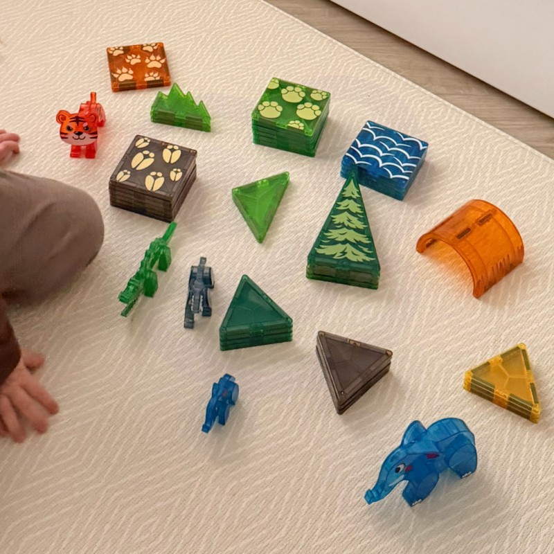 WOOPIE Klocki Magnetyczne Konstrukcyjne 3D Zestaw Edukacyjny Zwierzęta Dżungli 45el.