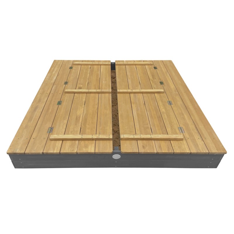 AXI Drevené pieskovisko XXL Ella s lavičkami 150x150cm Sivé