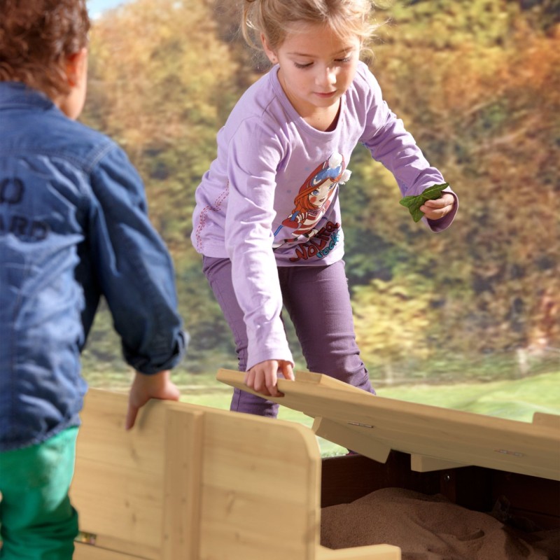 AXI Drevené pieskovisko Ella s lavičkami 100x95cm Sivé