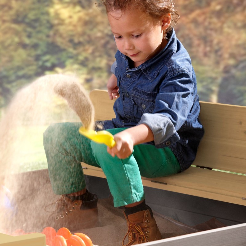 AXI Drevené pieskovisko Ella s lavičkami 100x95cm Sivé