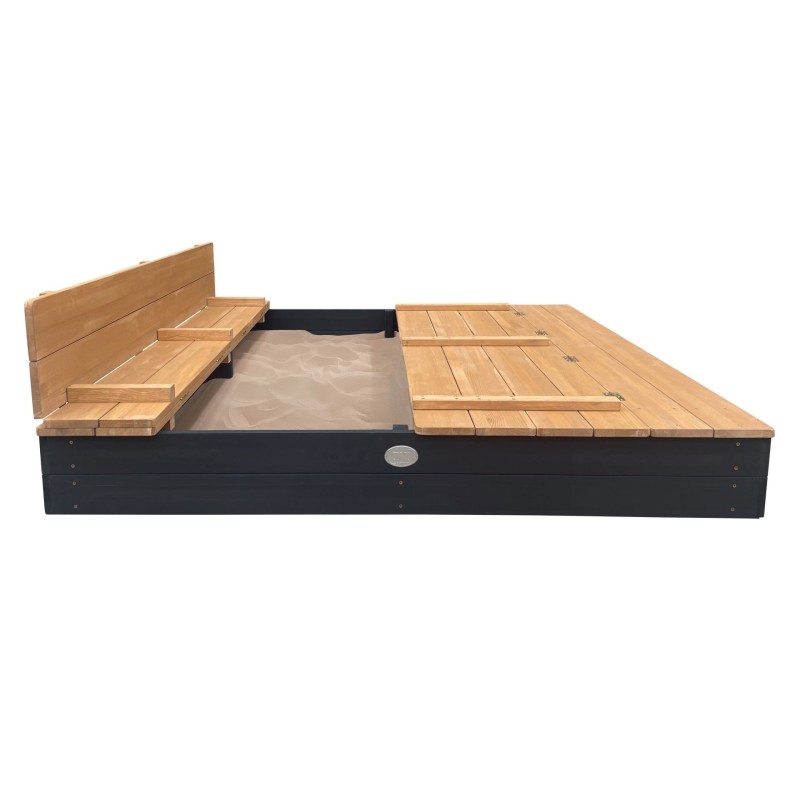 AXI Drevené pieskovisko XXL Ella s lavičkami 150x150cm Antracit