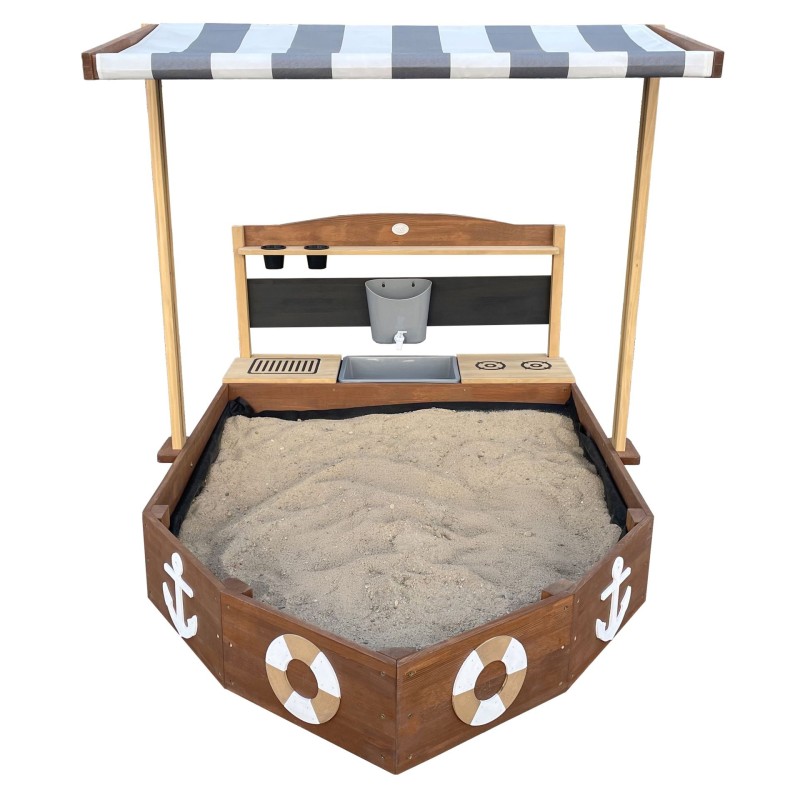 AXI Drevené pieskovisko loď s kuchynkou a strechou