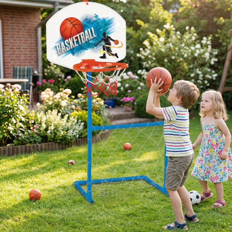 WOOPIE Zestaw 2w1 Koszykówka Bramka do Piłki Nożnej + Piłka