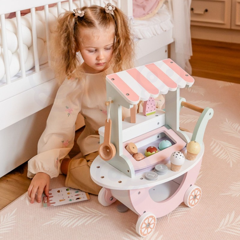 WOOPIE GREEN Lodziarnia XXL Sklepik Pastelowy Wózek z Lodami