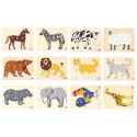 VIGA Zestaw Puzzle Drewniane 12 Układanek Zwierzątka Montessori + Stojak