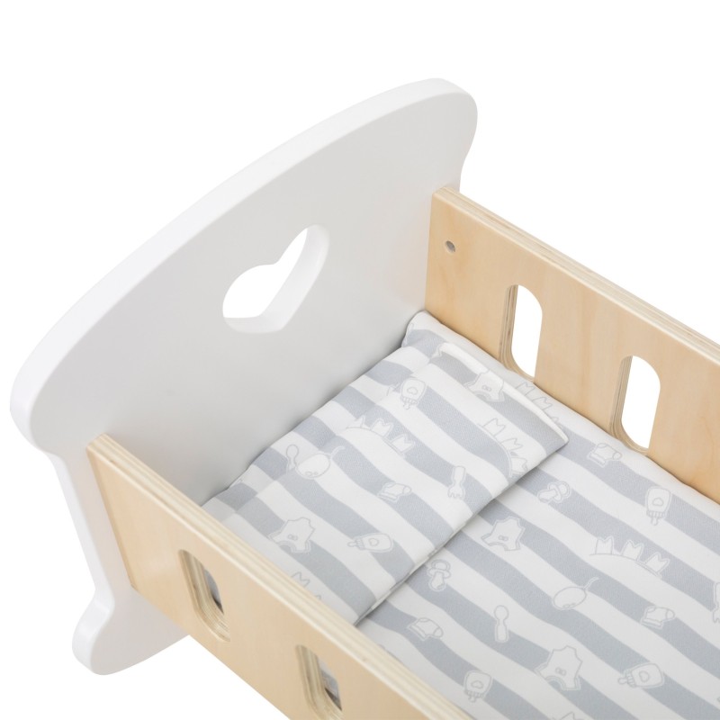 Viga Drevená kolíska pre bábiky – S motívom srdiečka