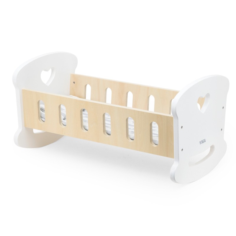 Viga Drevená kolíska pre bábiky – S motívom srdiečka