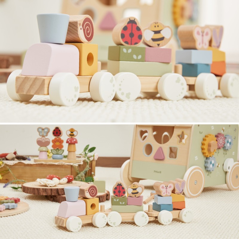 Viga Drevený edukačný vláčik Spring – 18 dielov