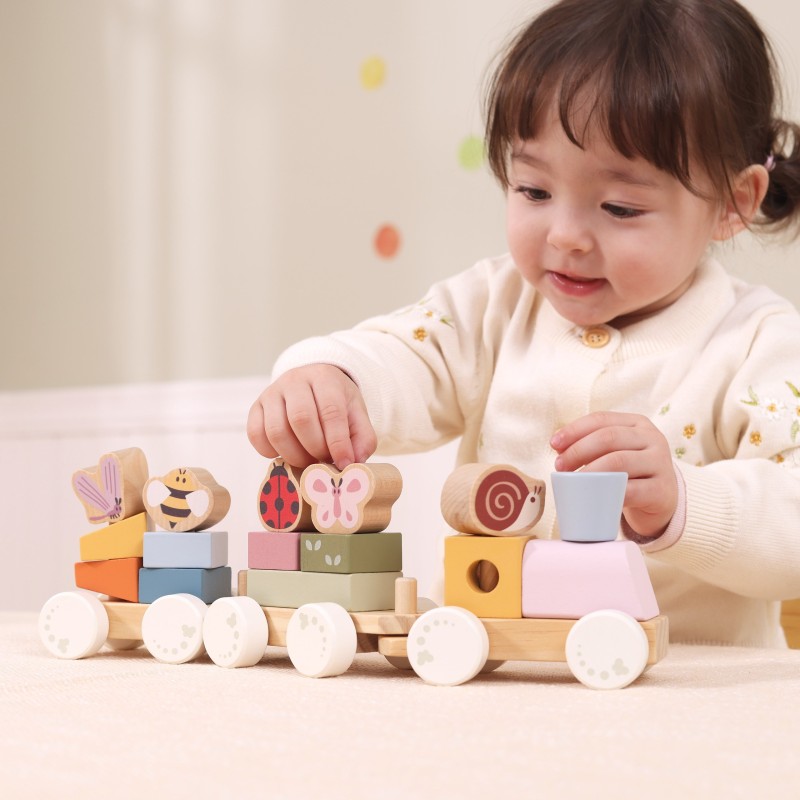 Viga Drevený edukačný vláčik Spring – 18 dielov