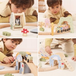 Viga Drevená vláčikodráha Zábavný park – 62 dielov