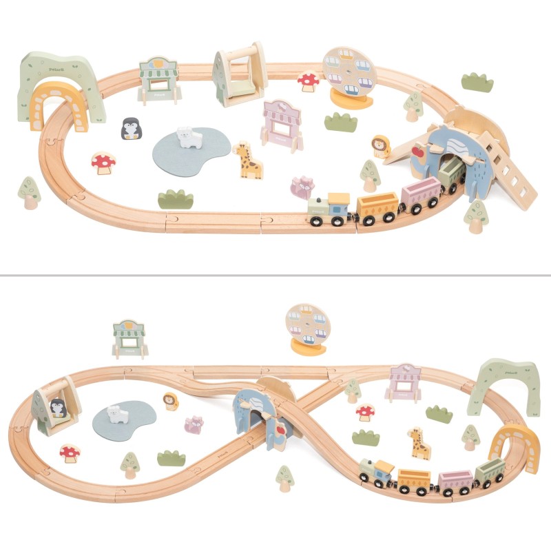 Viga Drevená vláčikodráha Zábavný park – 62 dielov