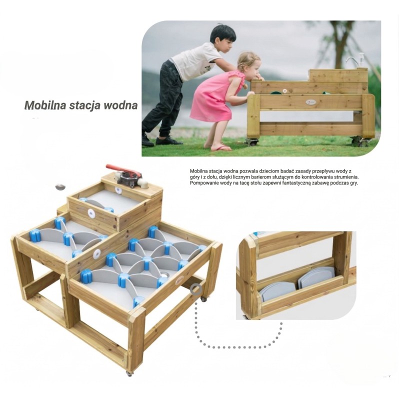 CLASSIC WORLD EDU Drewniany Stolik Wodny XL Tor Droga Wody z Tamami