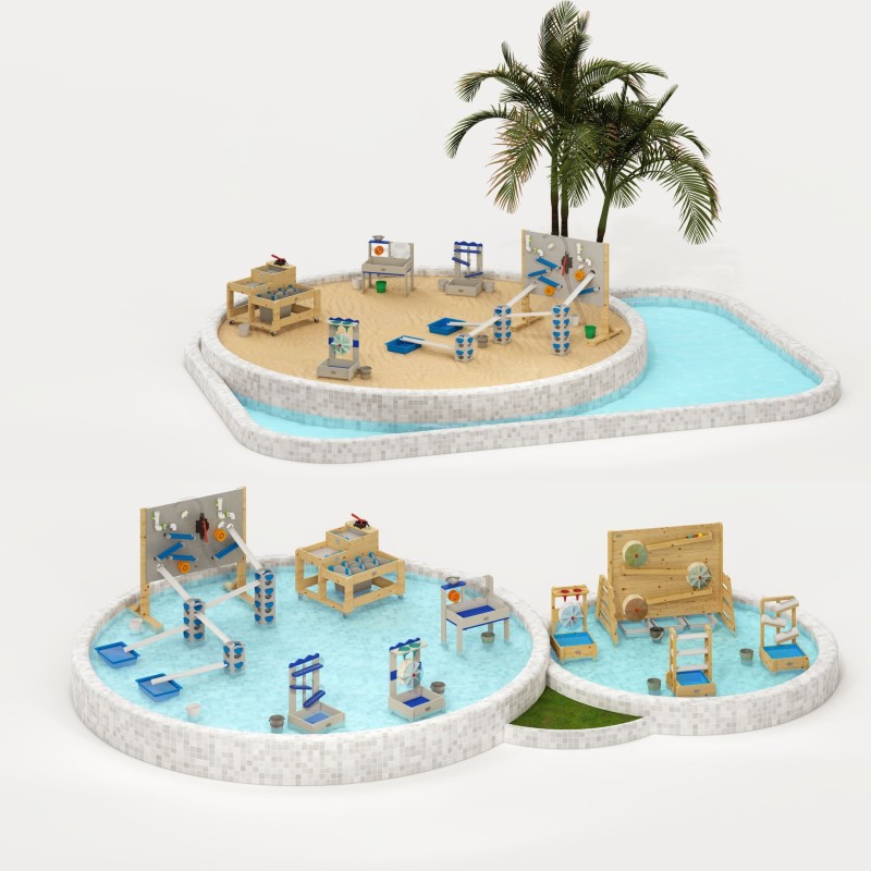 CLASSIC WORLD EDU Drewniany Stolik Wodny XL Tor Droga Wody z Tamami