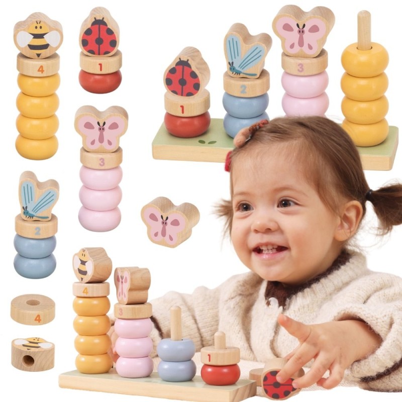 Viga Drevená nasúvačka Počítanie – Jarný motív