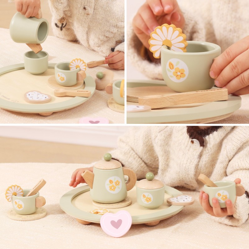 Viga Drevený čajový set Spring – 15-dielny