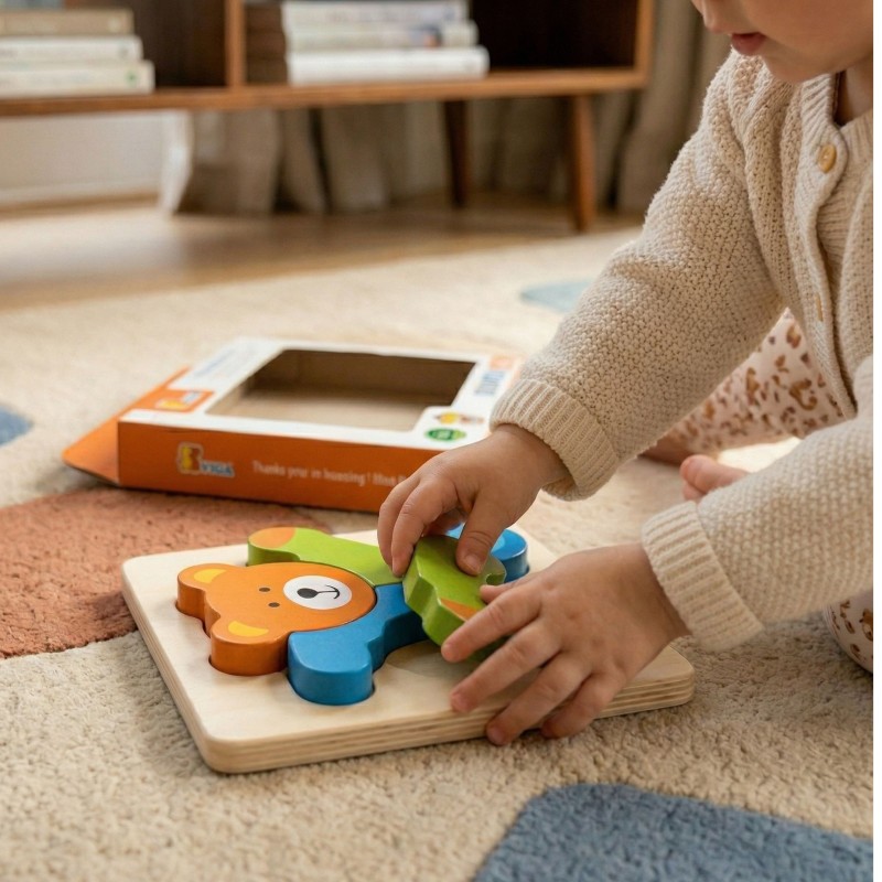VIGA Pierwsze drewniane Puzzle maluszka Miś