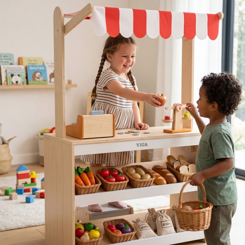 VIGA Drewniany Stragan Sklepik dla Dzieci