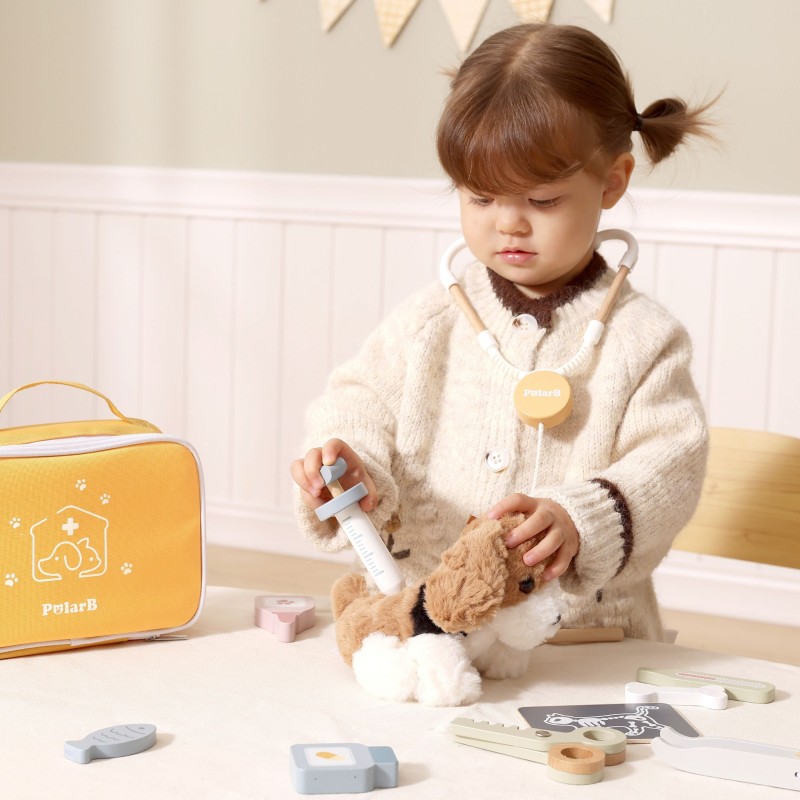 Viga Drevený veterinársky set PolarB – 12 dielov