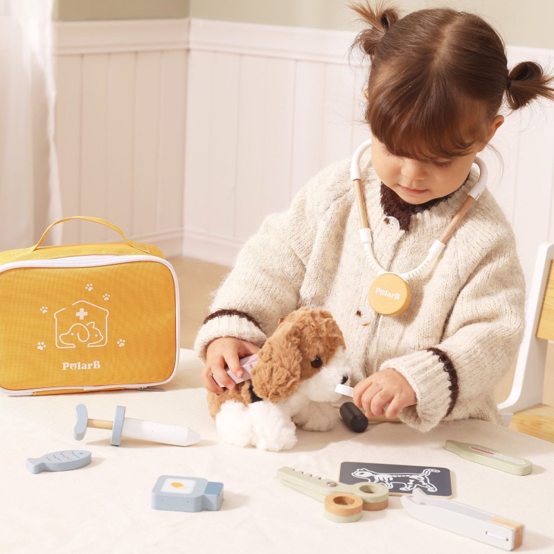 Viga Drevený veterinársky set PolarB – 12 dielov