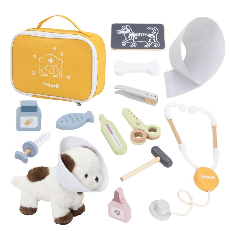 Viga Drevený veterinársky set PolarB – 12 dielov