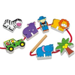 Viga Drevená navliekačka Safari ZOO – 12 dielov