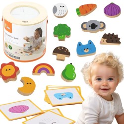 Viga Drevená senzorická hmatová hra - Spoznávanie tvarov