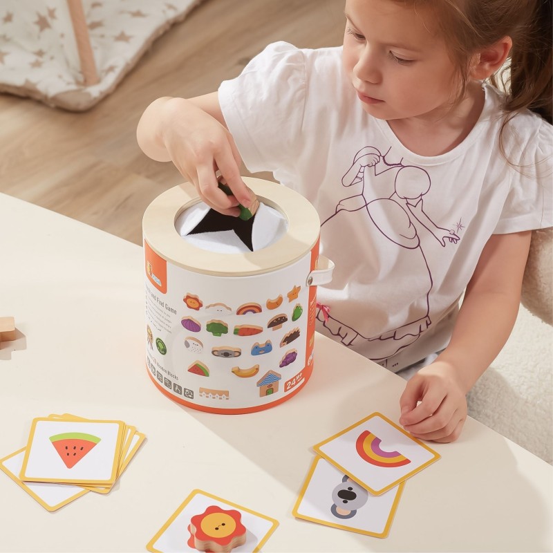 Viga Drevená senzorická hmatová hra - Spoznávanie tvarov