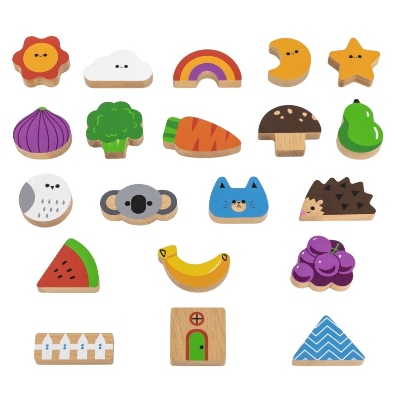 Viga Drevená senzorická hmatová hra - Spoznávanie tvarov